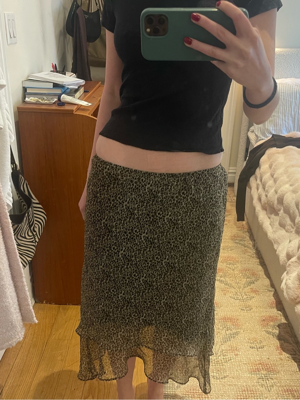 Semi Sheer Leopard-Print Midi Skirt